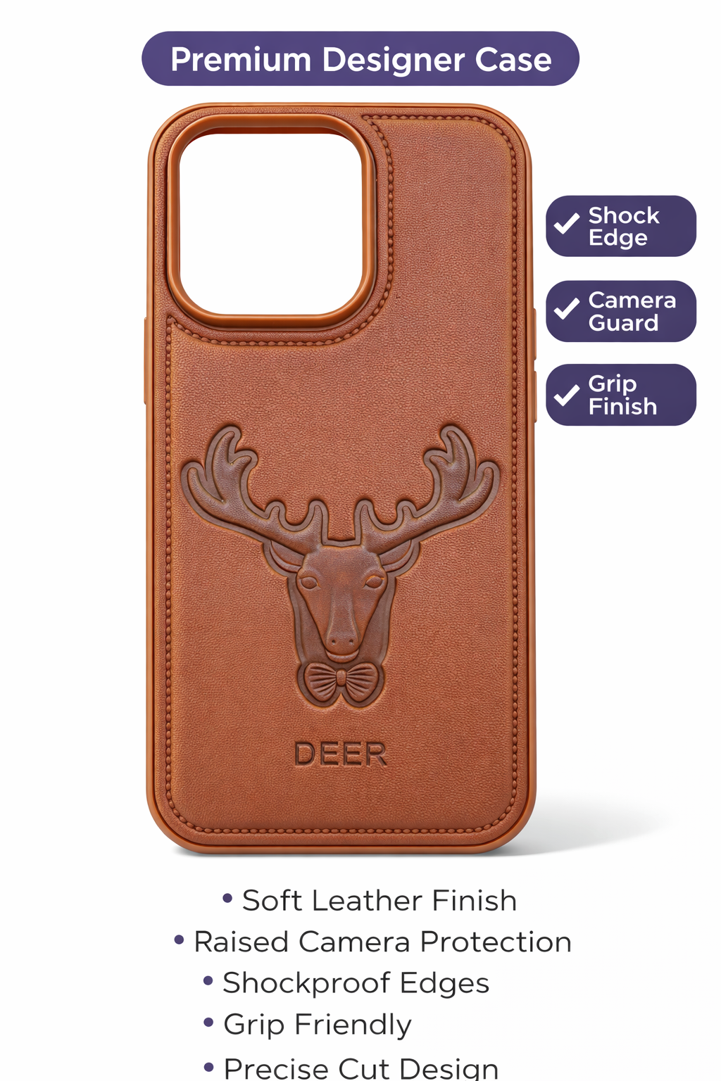 Deer Designer Leather Finish Mobile Cover