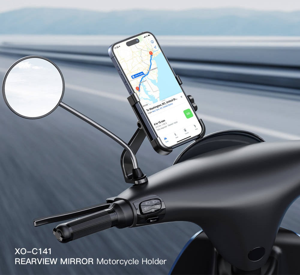 XO C141 Motorcycle Rearview Mirror Metal Phone Holder