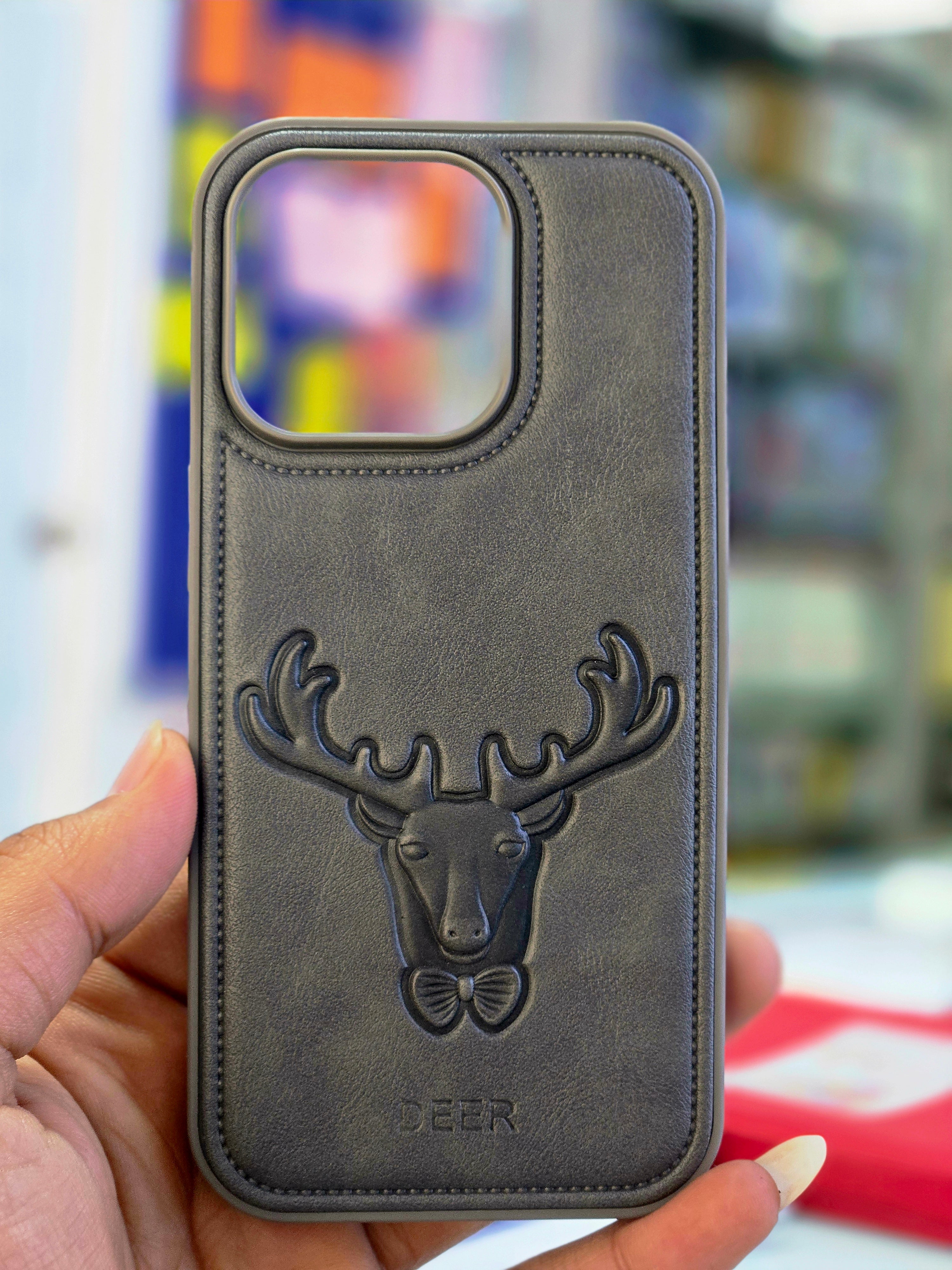 Deer Designer Leather Finish Mobile Cover
