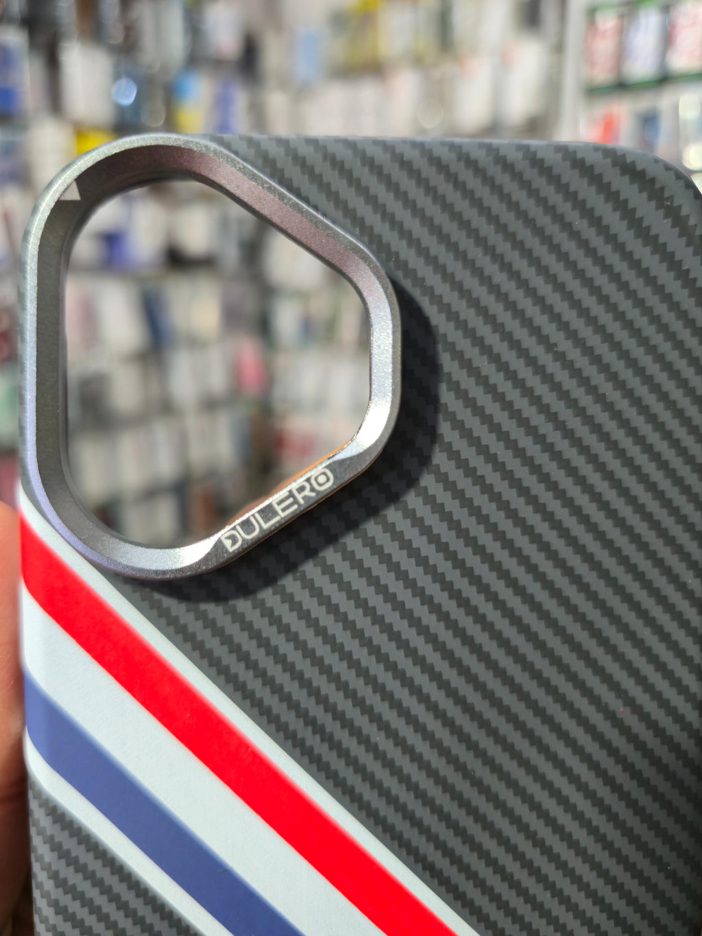 Dulero Premium Carbon Fiber Stripe Back Cover