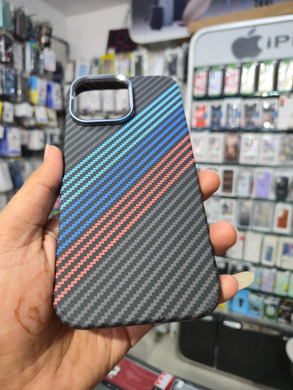 Dulero Premium Carbon Fiber Multicolor Stripe Cover