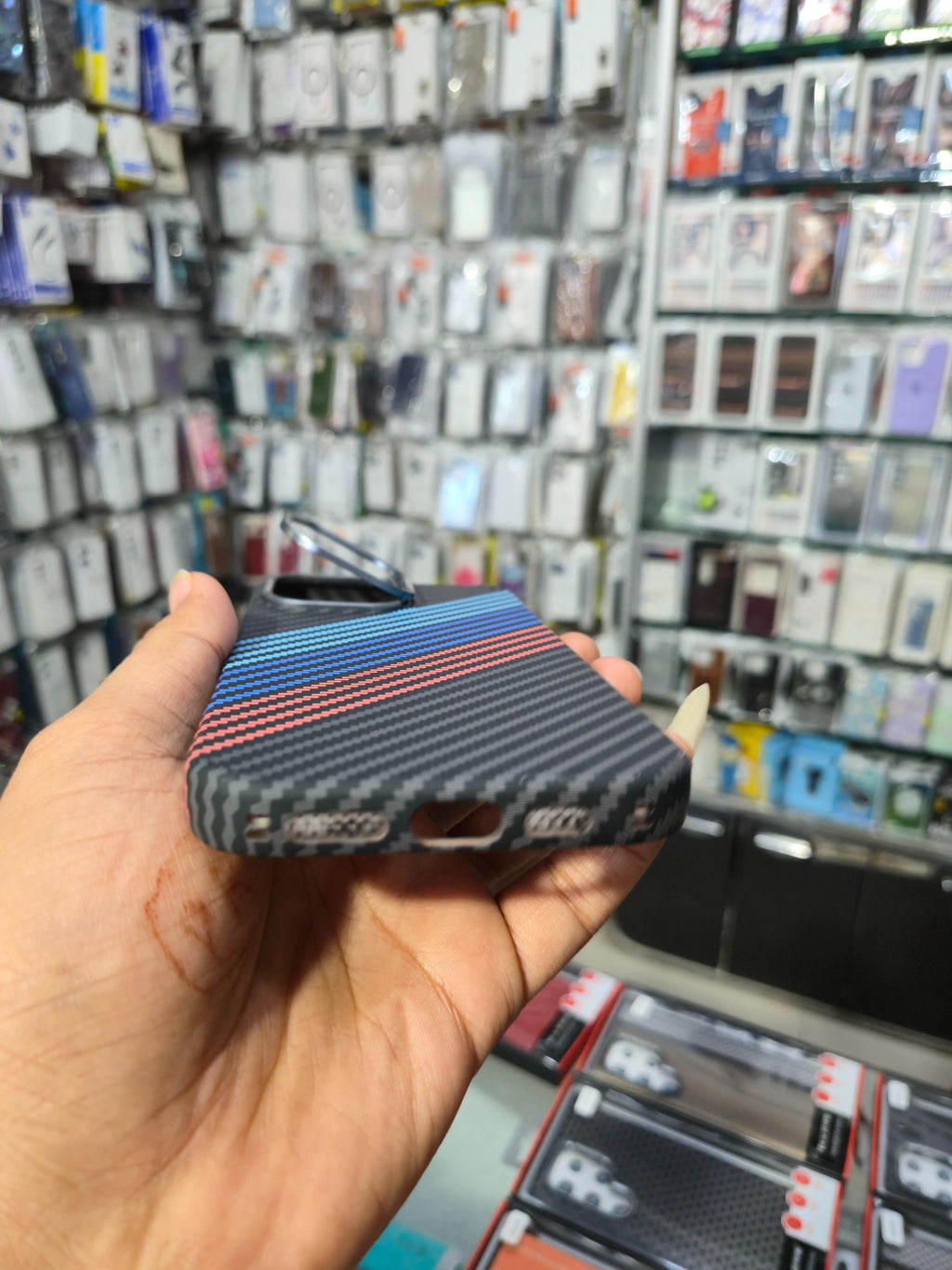 Dulero Premium Carbon Fiber Multicolor Stripe Cover
