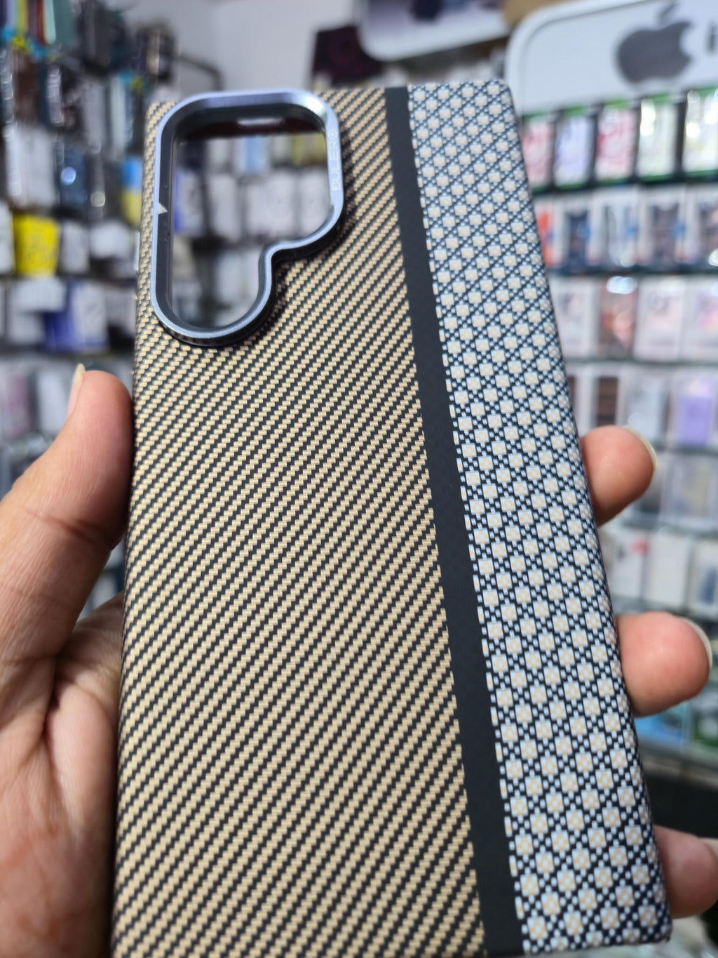Dulero Premium Dual Texture Back Cover (Brown & Pattern Design)