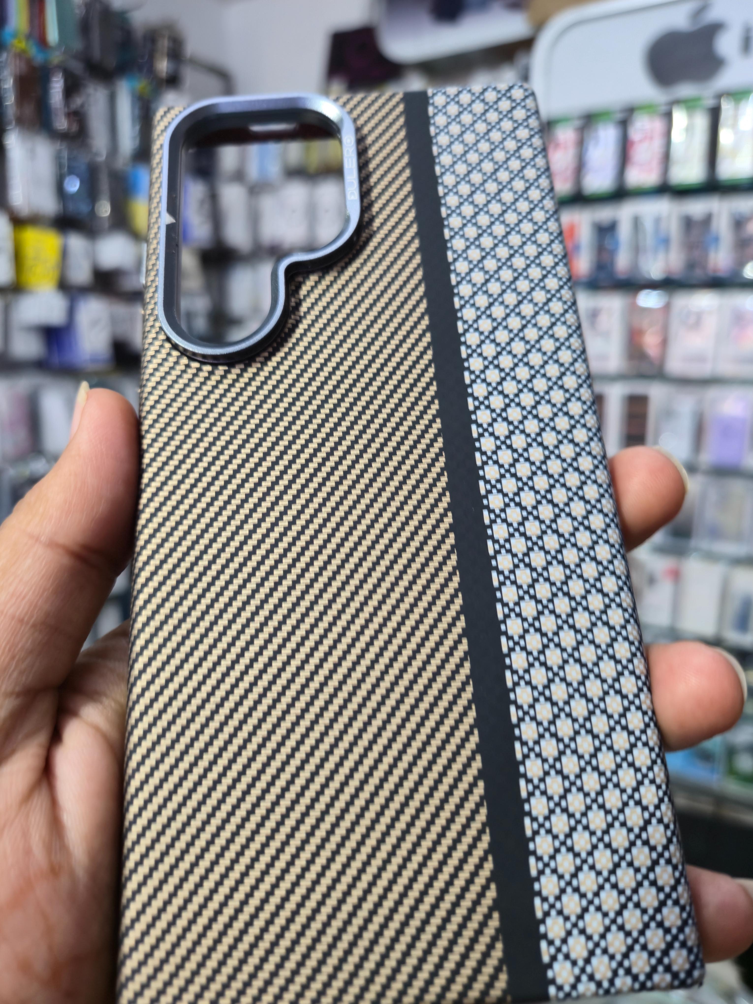 Dulero Premium Dual Texture Back Cover (Brown & Pattern Design)