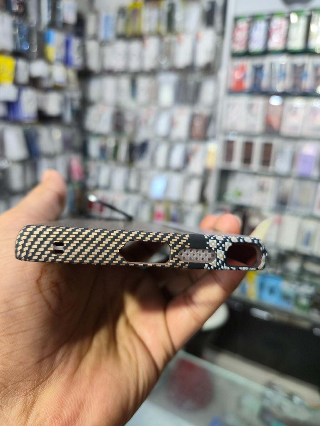 Dulero Premium Dual Texture Back Cover (Brown & Pattern Design)