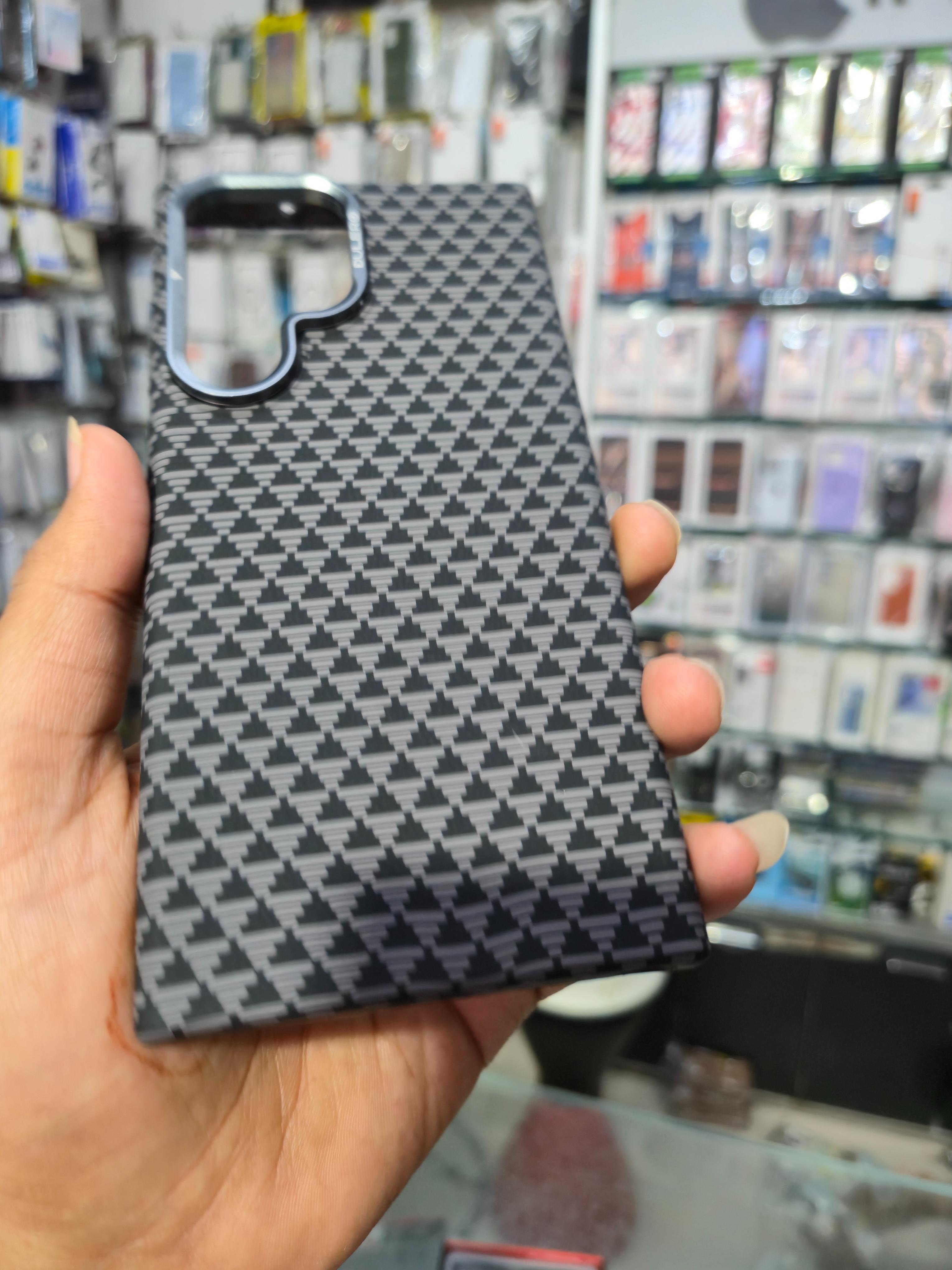 Dulero Premium Pattern Back Cover (Grey Geometric Design)