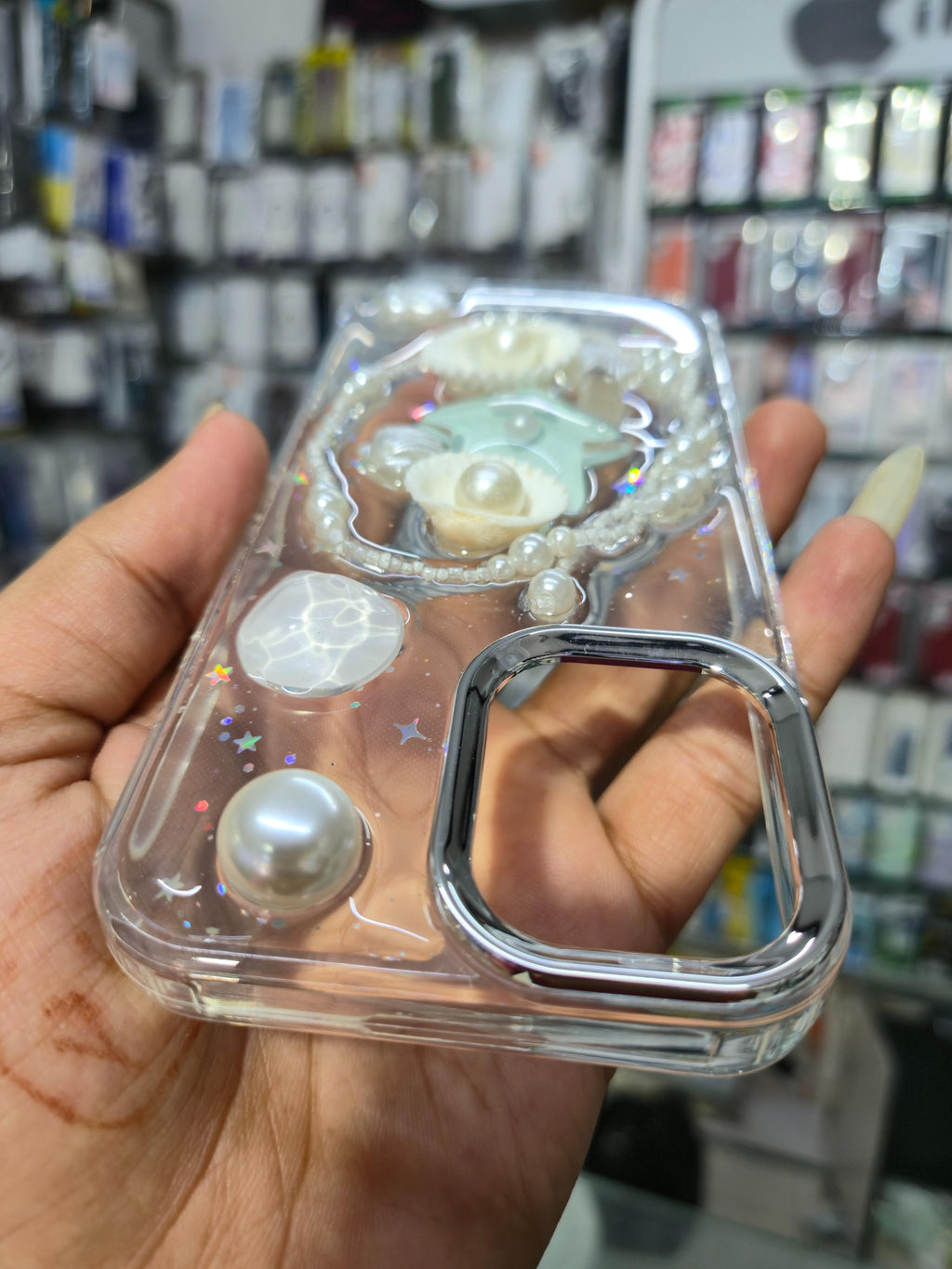 Premium Ocean Pearl Aesthetic Back Cover (Transparent)