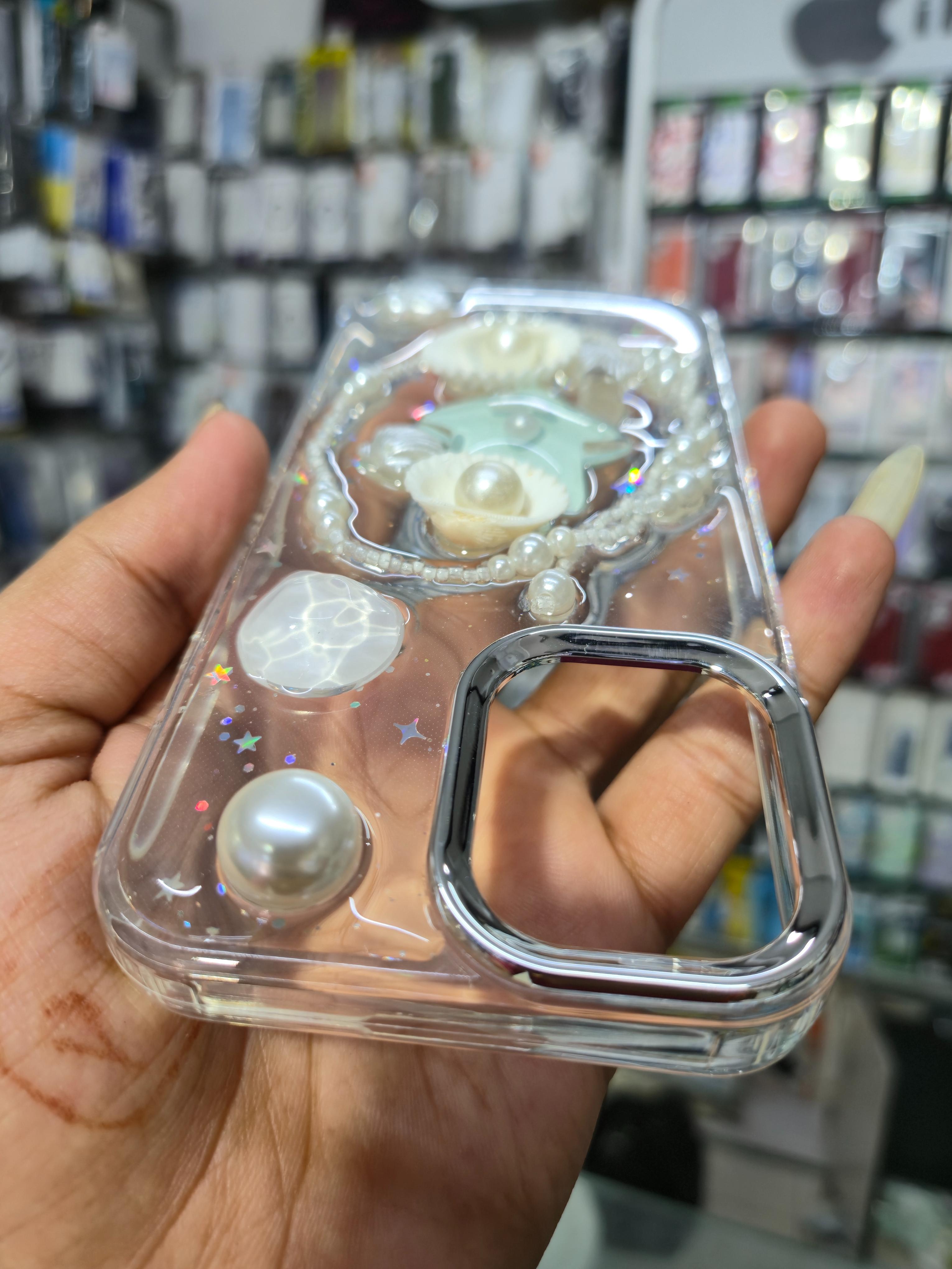 Premium Ocean Pearl Aesthetic Back Cover (Transparent)