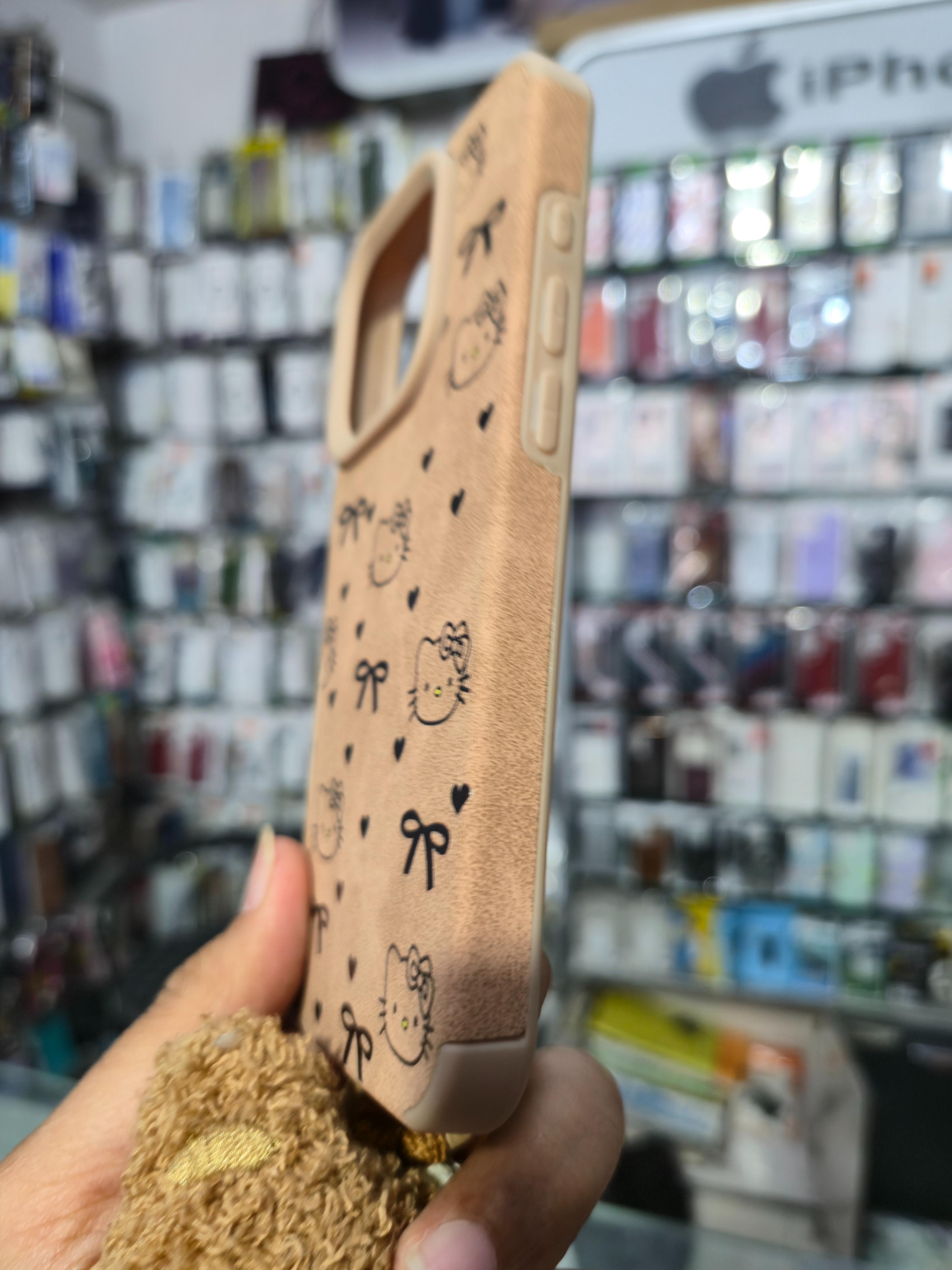 Cute Teddy Cartoon Print Back Cover (Brown)