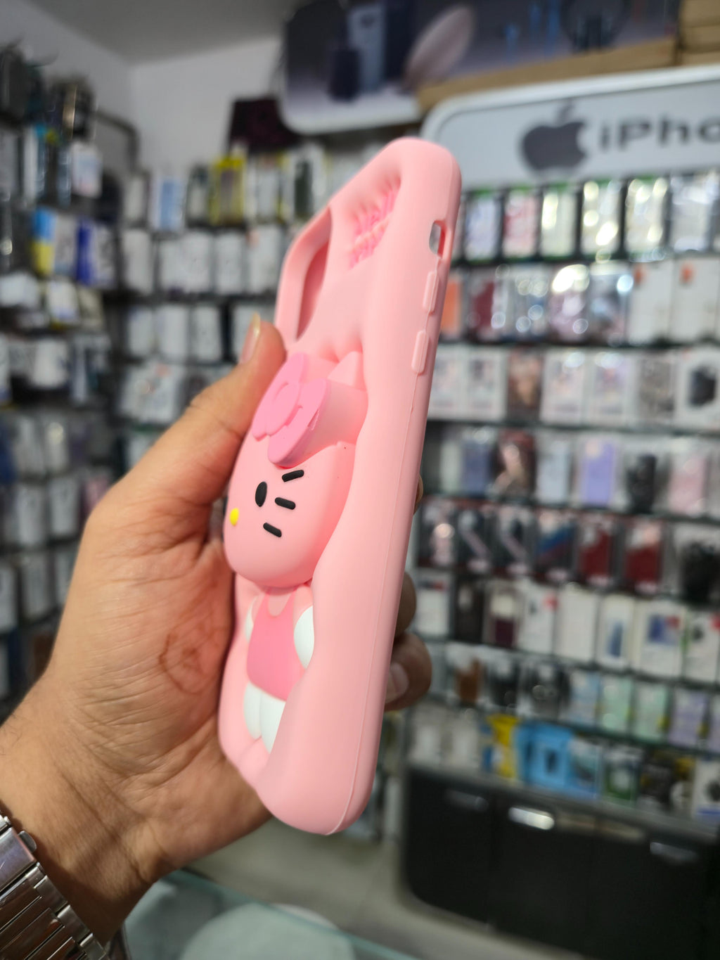 Hello Kitty 3D Cartoon Silicone Back Cover (Pink)