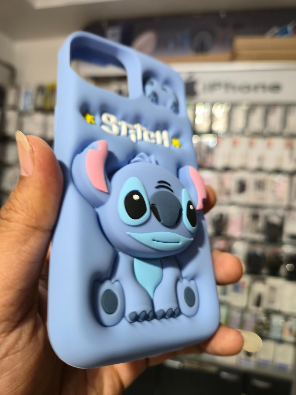 Stitch 3D Cartoon Silicone Back Cover (Blue)