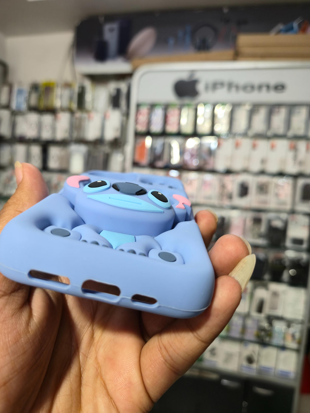 Stitch 3D Cartoon Silicone Back Cover (Blue)