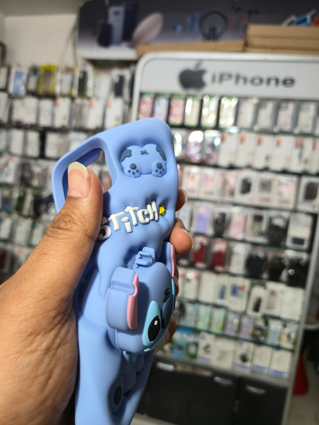 Stitch 3D Cartoon Silicone Back Cover (Blue)