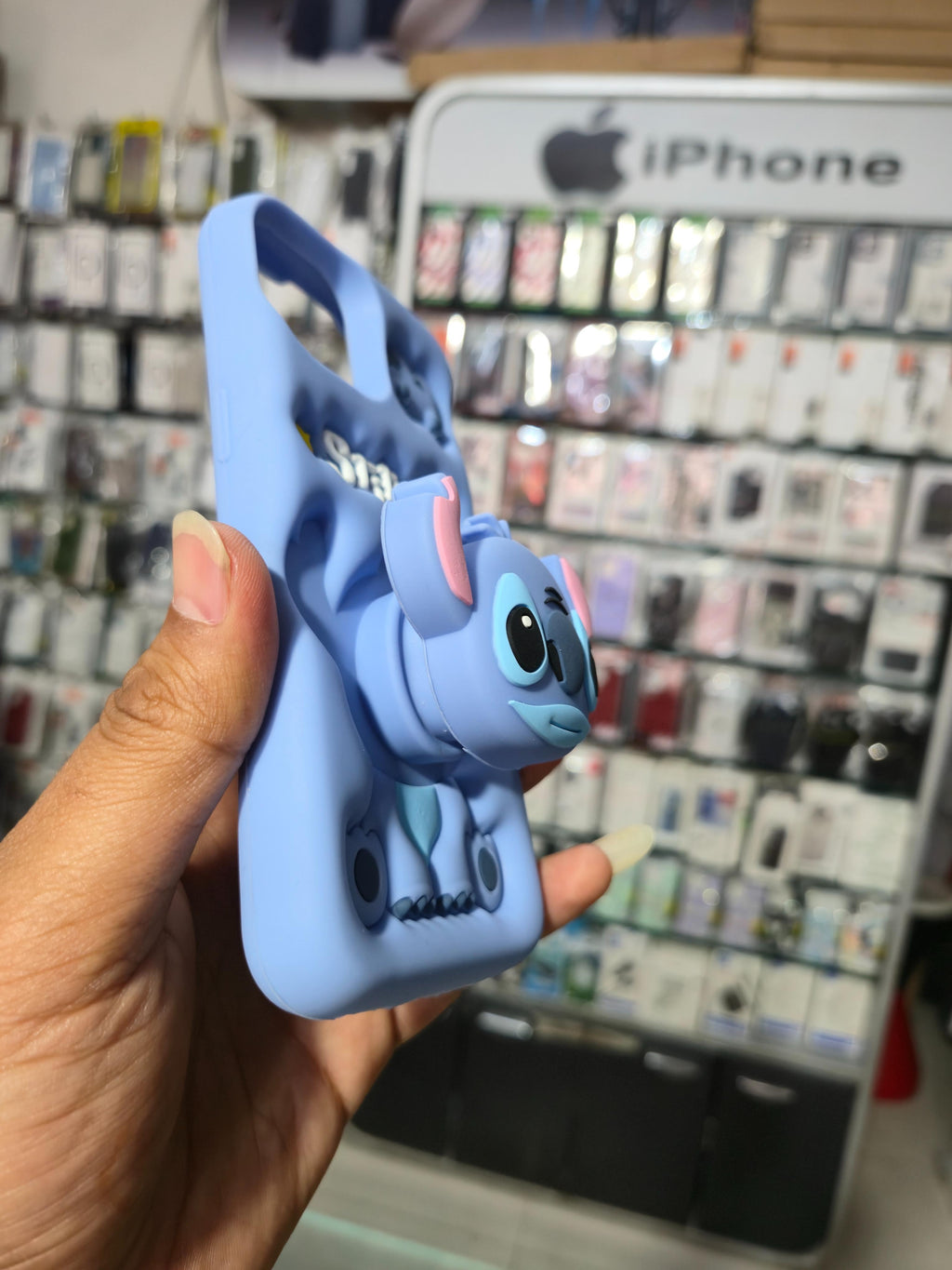 Stitch 3D Cartoon Silicone Back Cover (Blue)