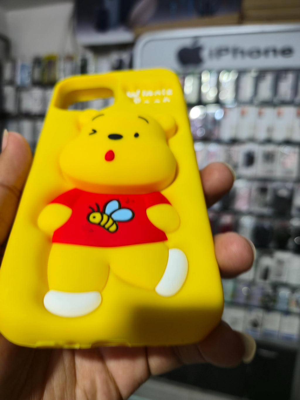 Winnie Pooh 3D Cartoon Silicone Back Cover (Yellow)