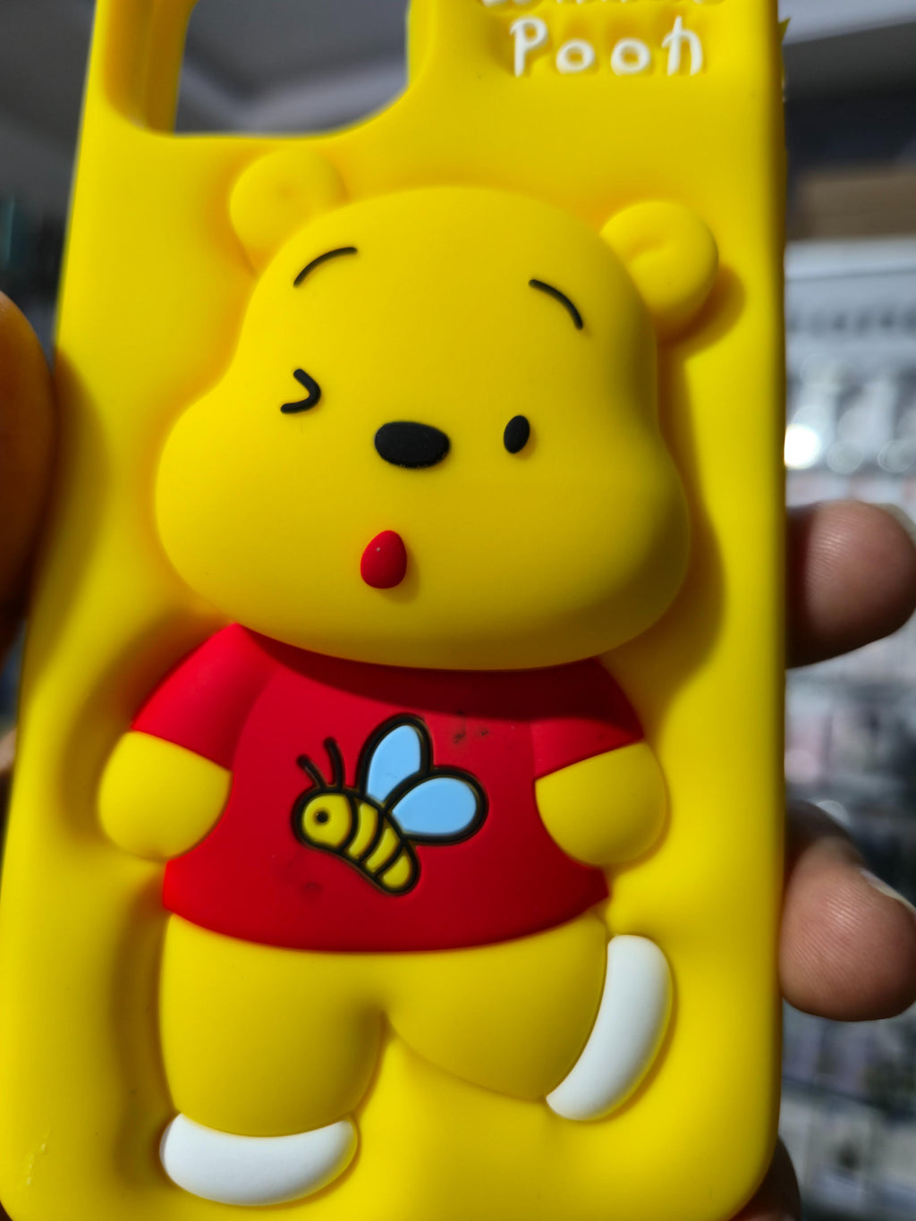 Winnie Pooh 3D Cartoon Silicone Back Cover (Yellow)