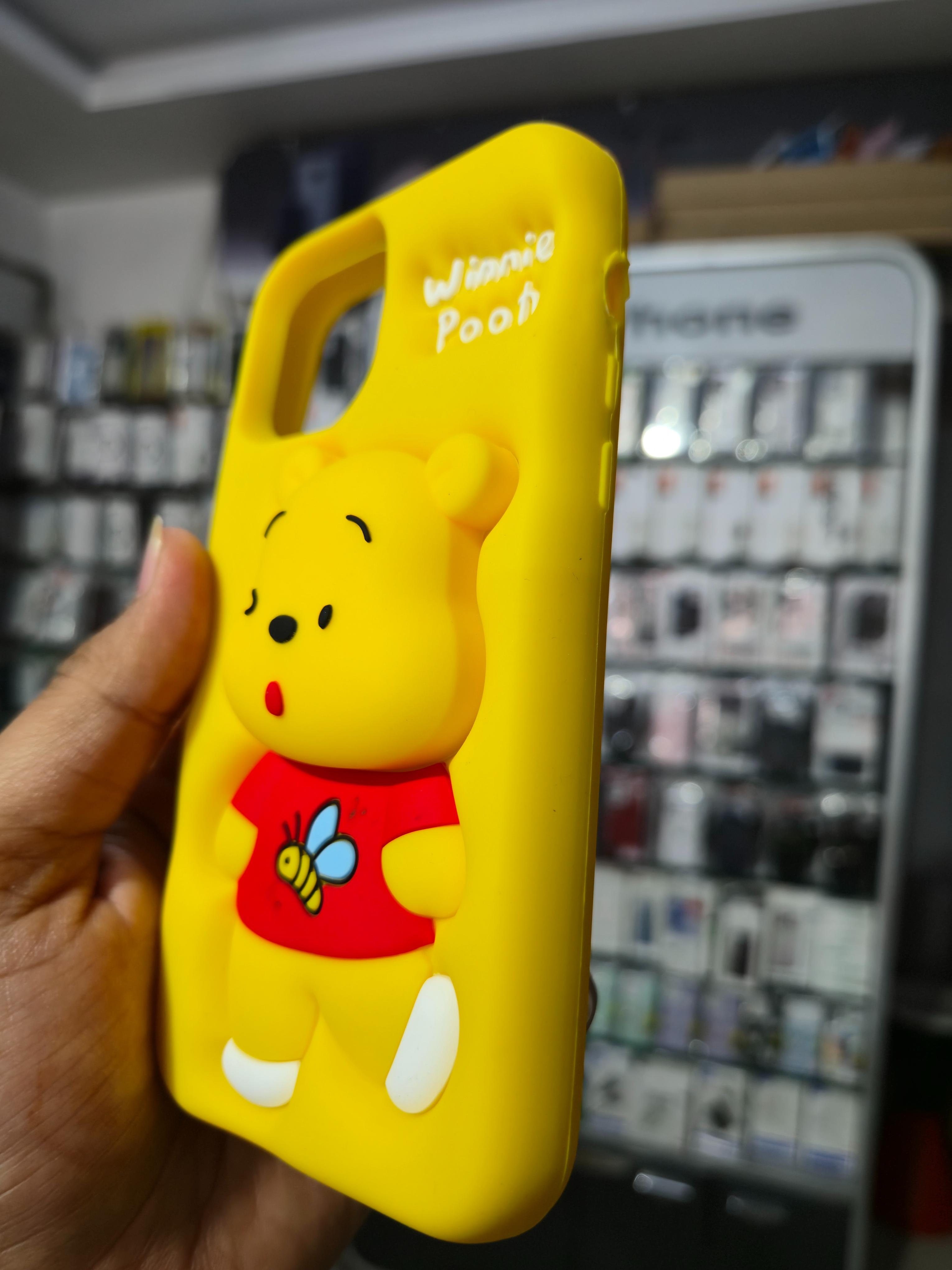 Winnie Pooh 3D Cartoon Silicone Back Cover (Yellow)