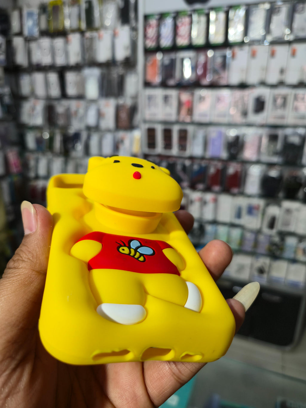Winnie Pooh 3D Cartoon Silicone Back Cover (Yellow)