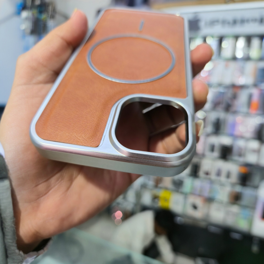 Premium Leather Finish MagSafe Case with Soft Sides & Hard Back – Brown