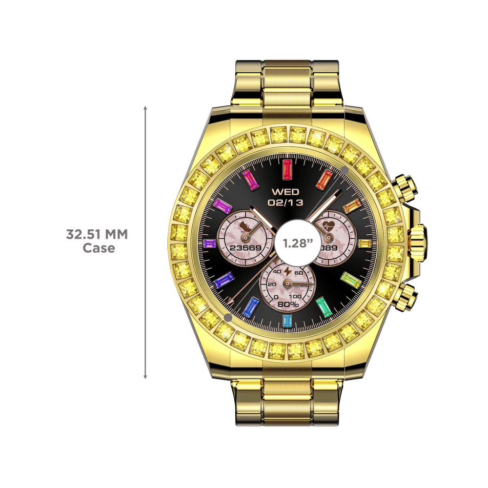 FIRE-BOLTT Blizzard Ultra Smartwatch with Bluetooth Calling (32.5mm HD Display, Water Resistant, Gold Strap)