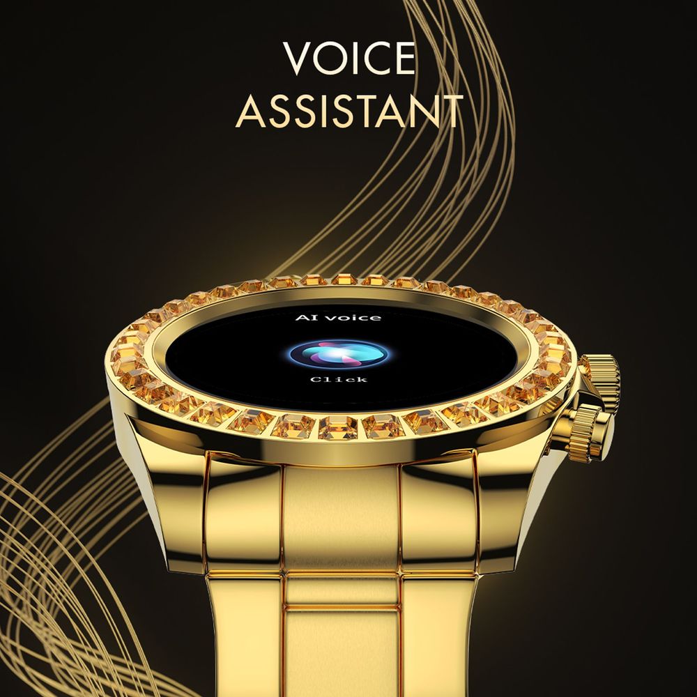 FIRE-BOLTT Blizzard Ultra Smartwatch with Bluetooth Calling (32.5mm HD Display, Water Resistant, Gold Strap)
