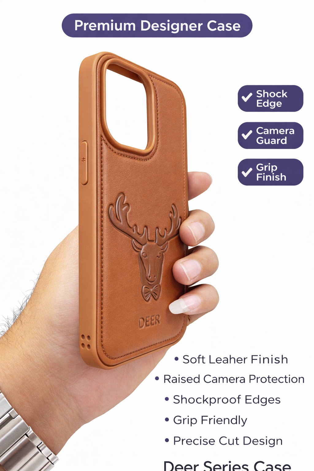 Deer Designer Leather Finish Mobile Cover