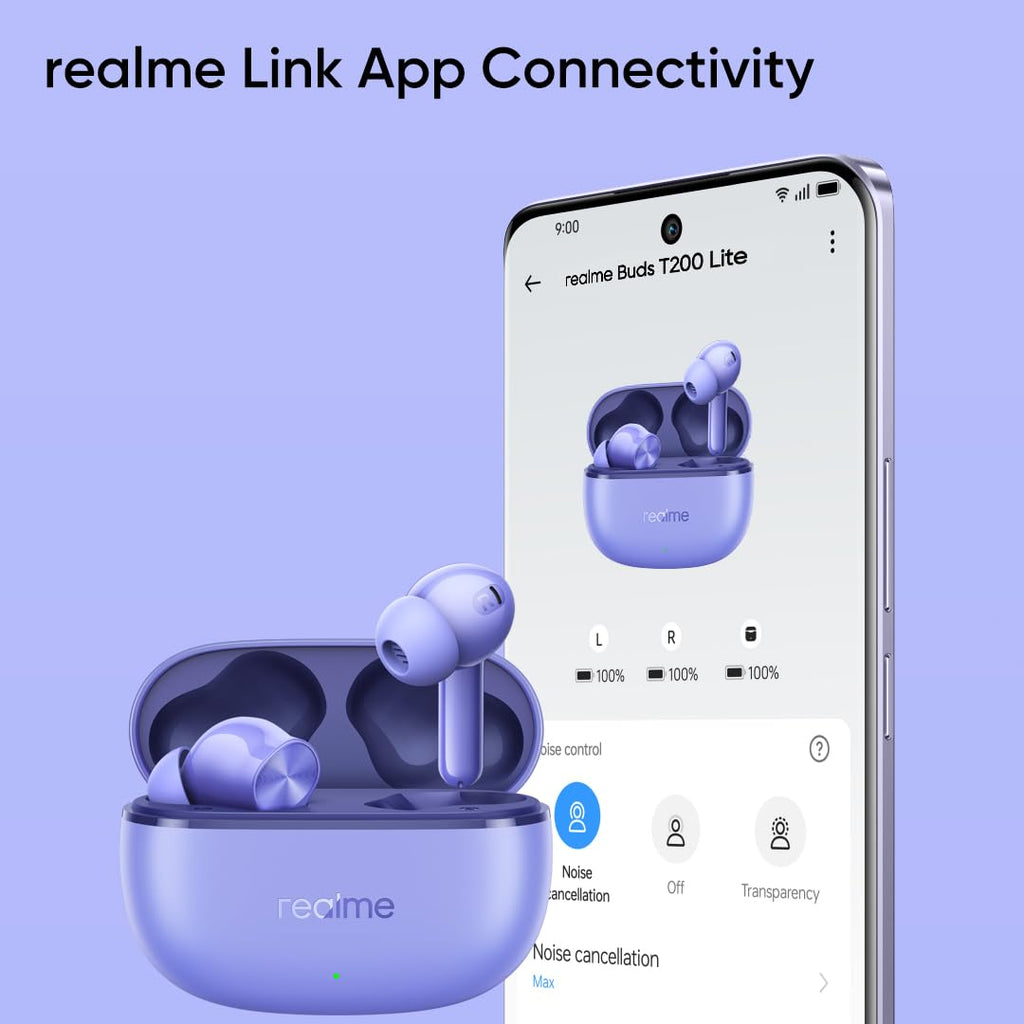realme Buds T200 Lite Bluetooth in Ear Earbuds,4 Mic, AI ENC for Calls