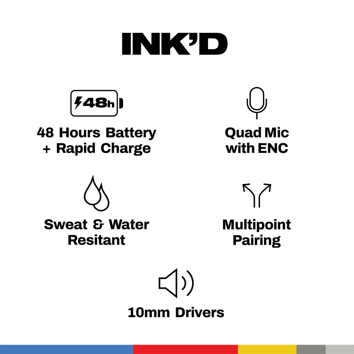 Skullcandy Ink’D True Wireless Earbuds, 48Hr Battery + Rapid Charge