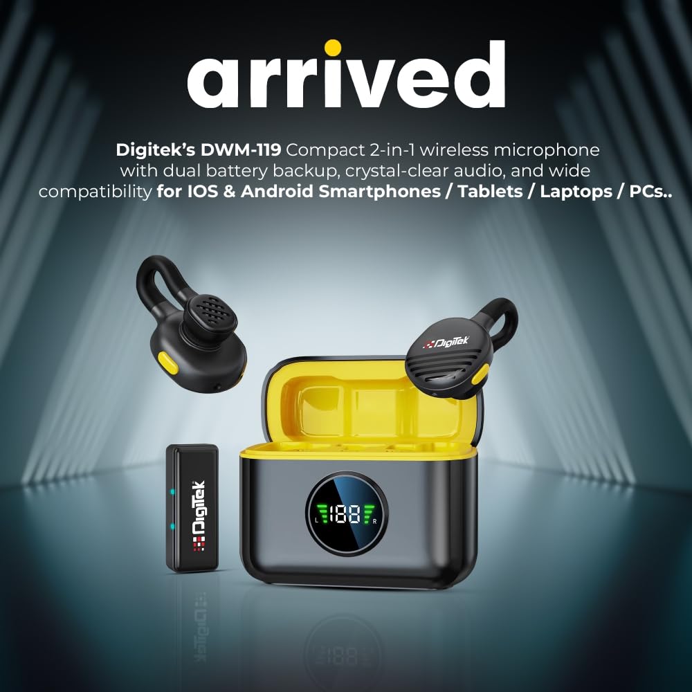 Digitek DWM 119 2-in-1 Wireless Microphone, Mic with 30m Range