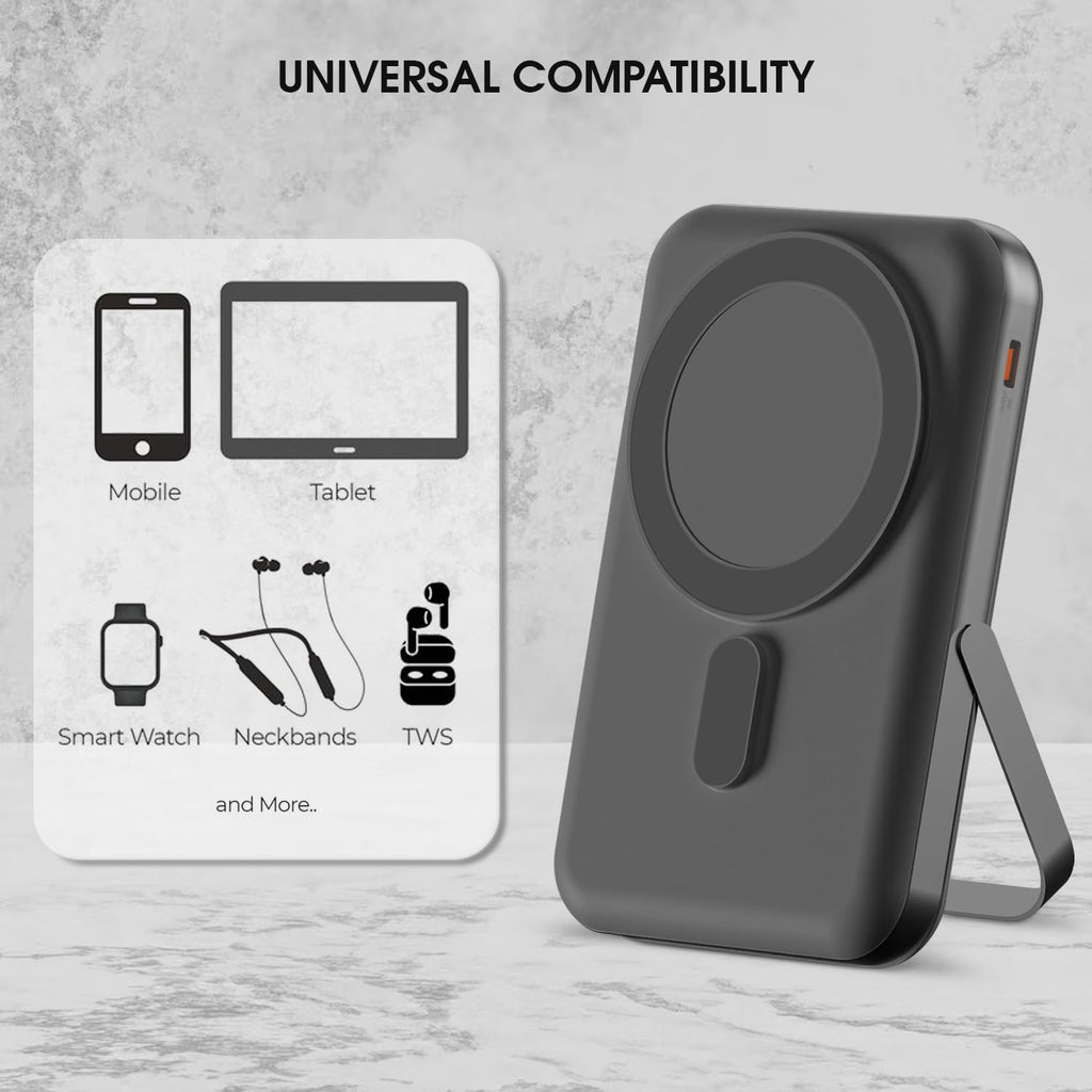 POWERUP PowerMag Stand 10000mAh Mag-Safe Power Bank, 15W Fast Wireless Charging