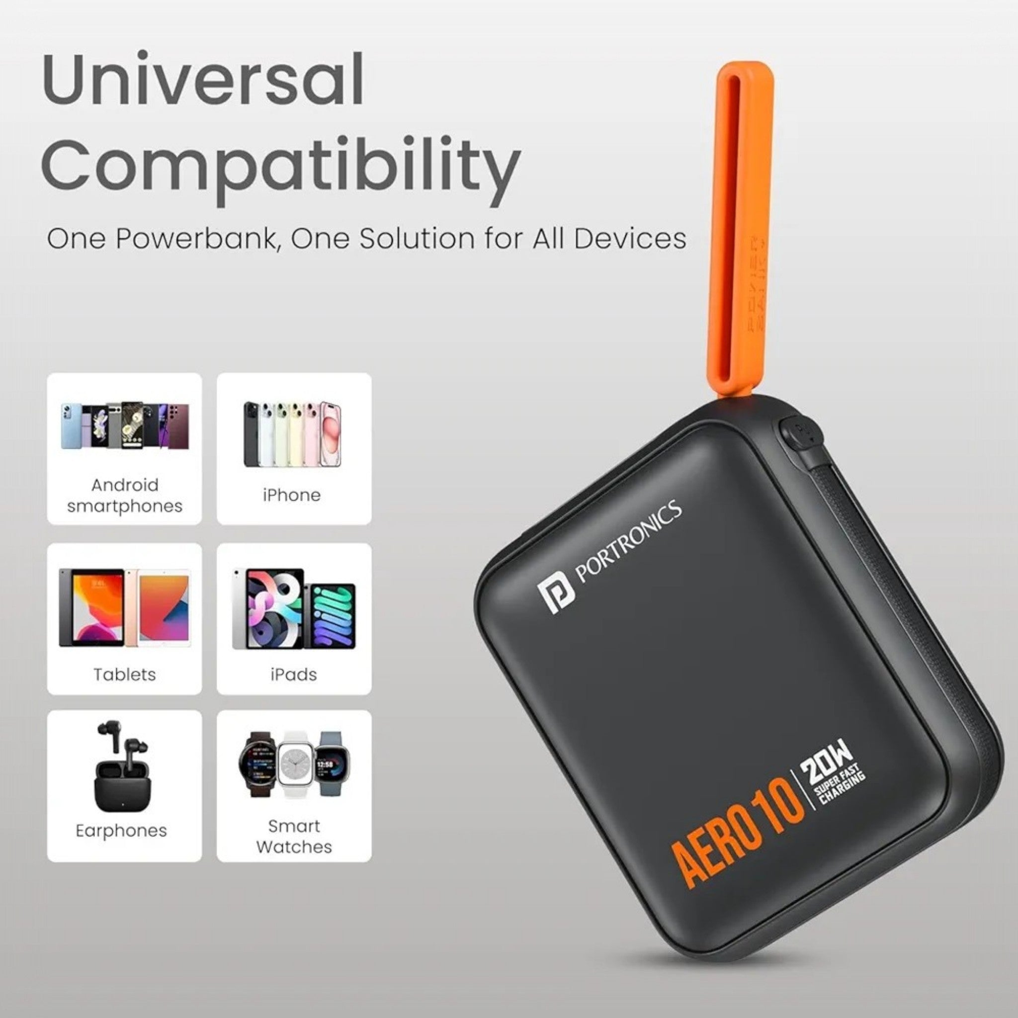 Portronics Aero 10 10000 mAh 20W Fast Charging Mini Power Bank