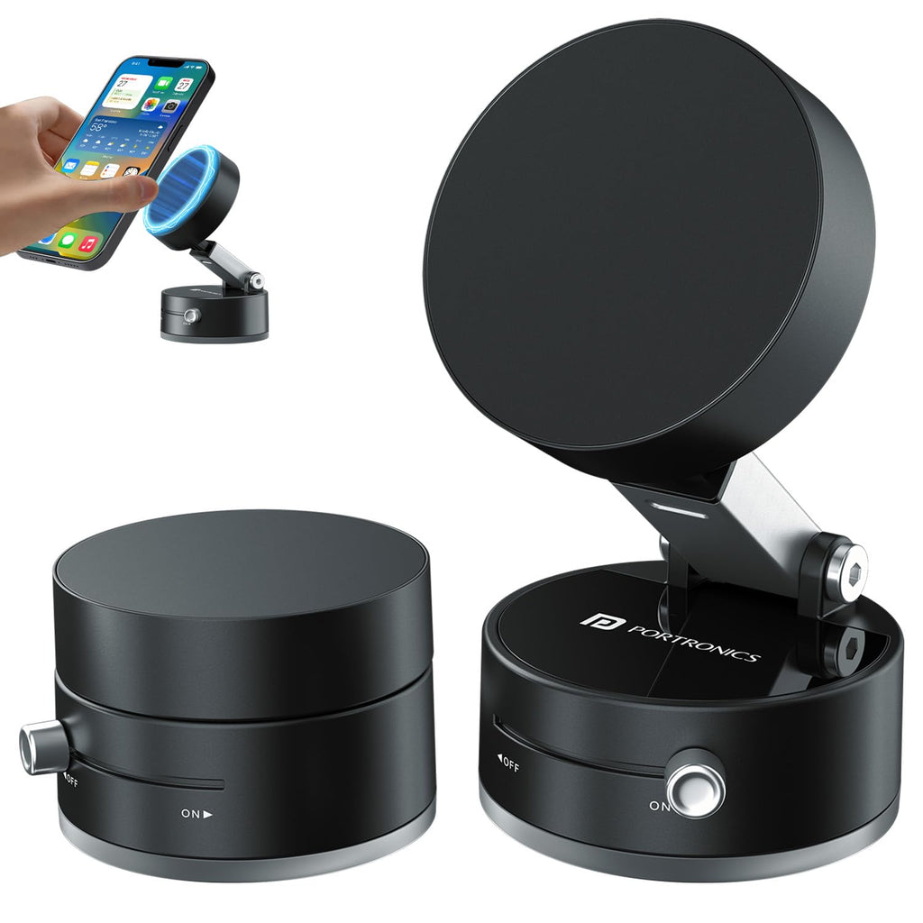 Portronics Hold X Magnetic Vacuum Suction Mobile Holder,