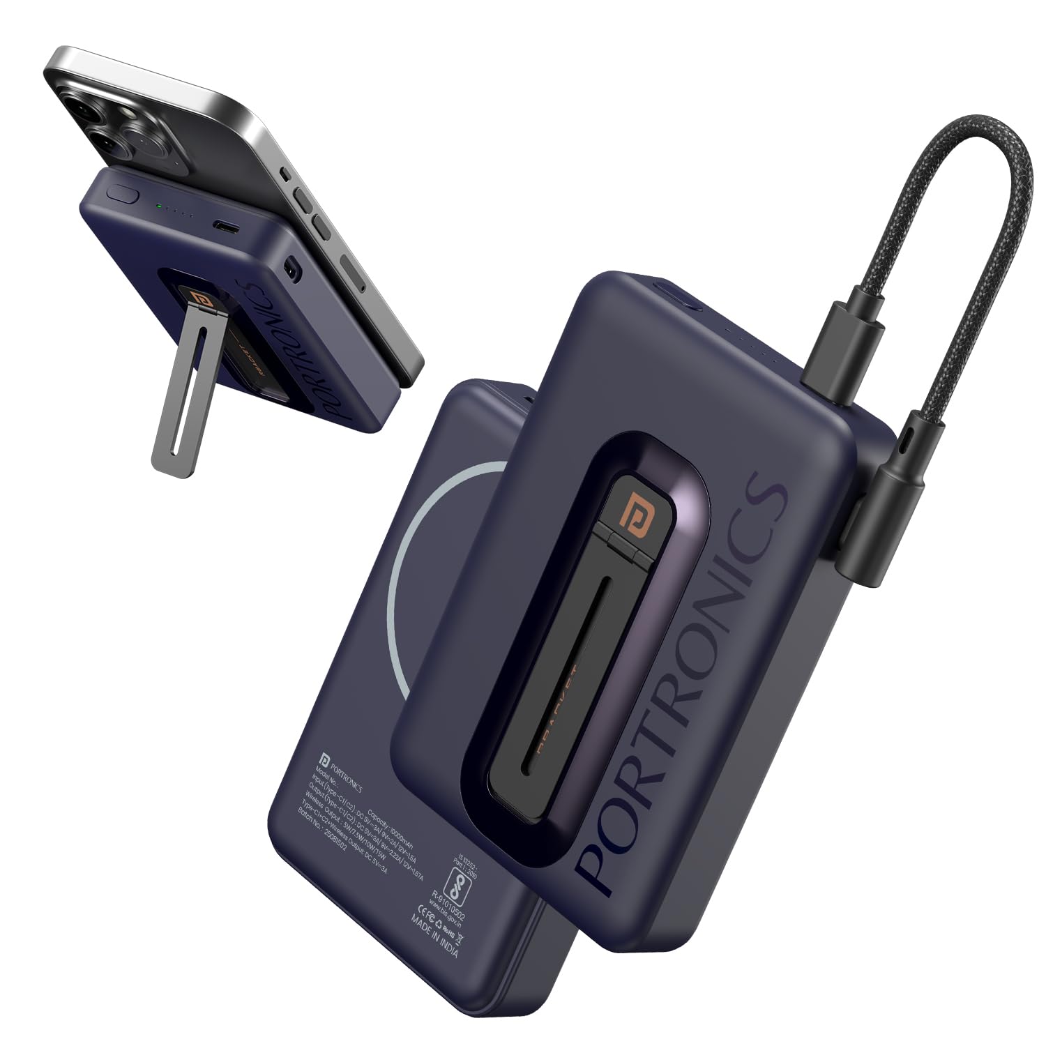 Portronics Revvo 15W Magsafe Wireless Powerbank 10000mAh Fast Charging Powerbank