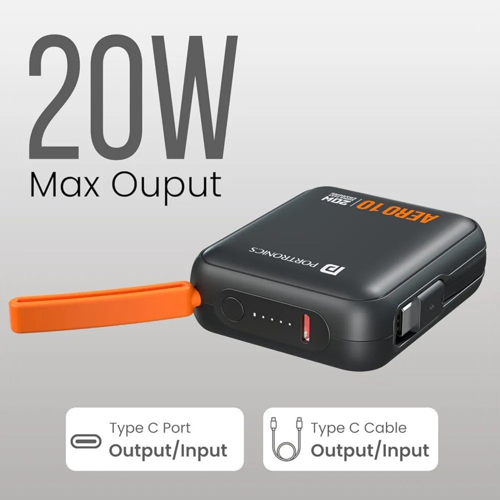 Portronics Aero 10 10000 mAh 20W Fast Charging Mini Power Bank