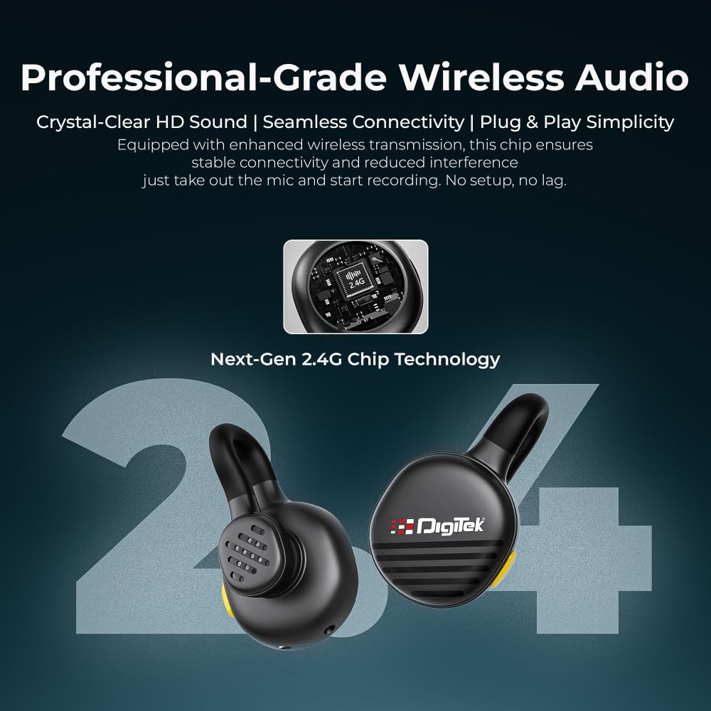 Digitek DWM 119 2-in-1 Wireless Microphone, Mic with 30m Range