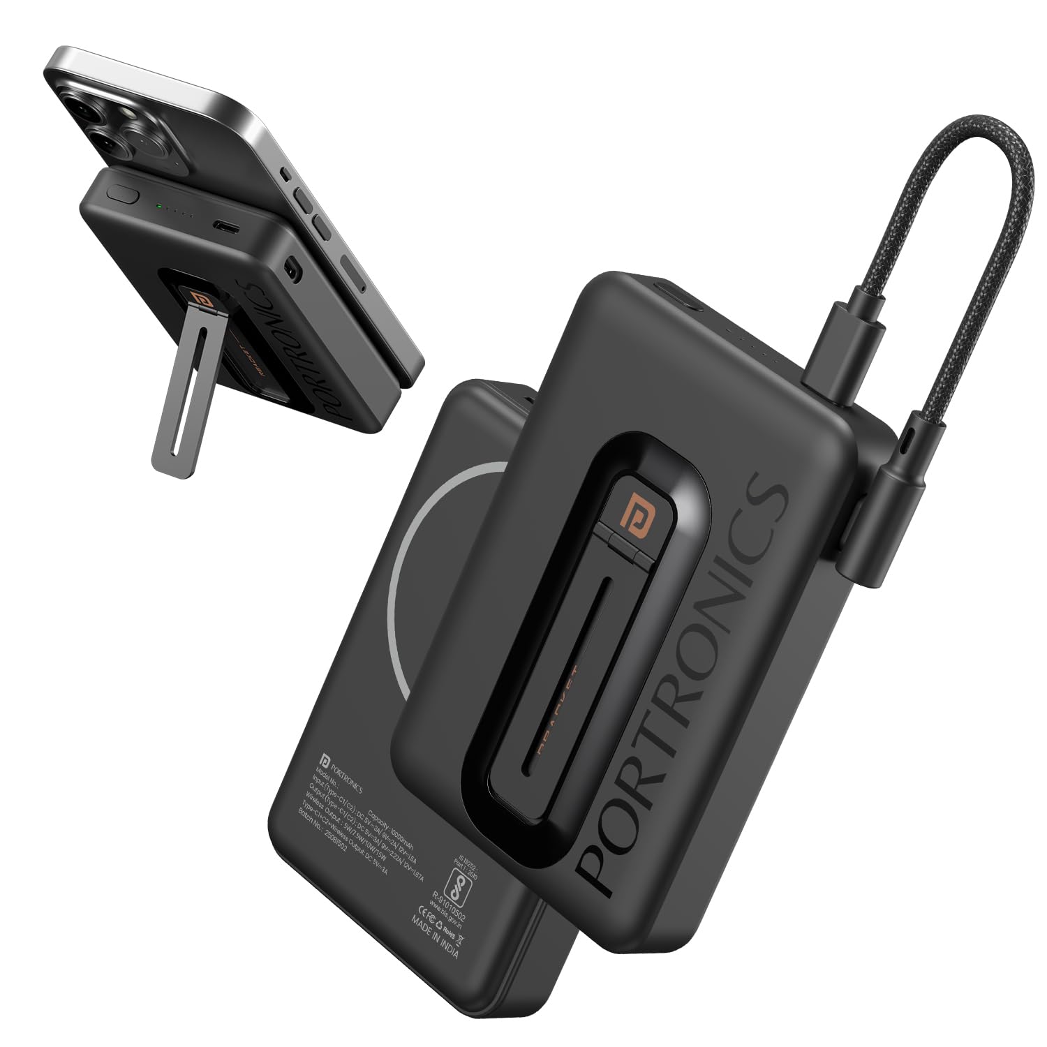 Portronics Revvo 15W Magsafe Wireless Powerbank 10000mAh Fast Charging Powerbank