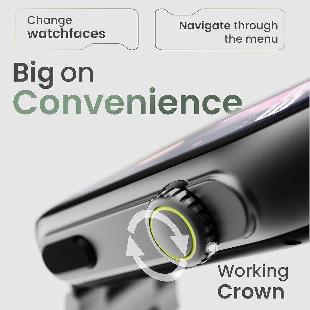 GOBOULT CrownX Smart Watch 2.0''HD Screen, Bluetooth Calling, Working Crown, Metallic Frame, 1000 Nits
