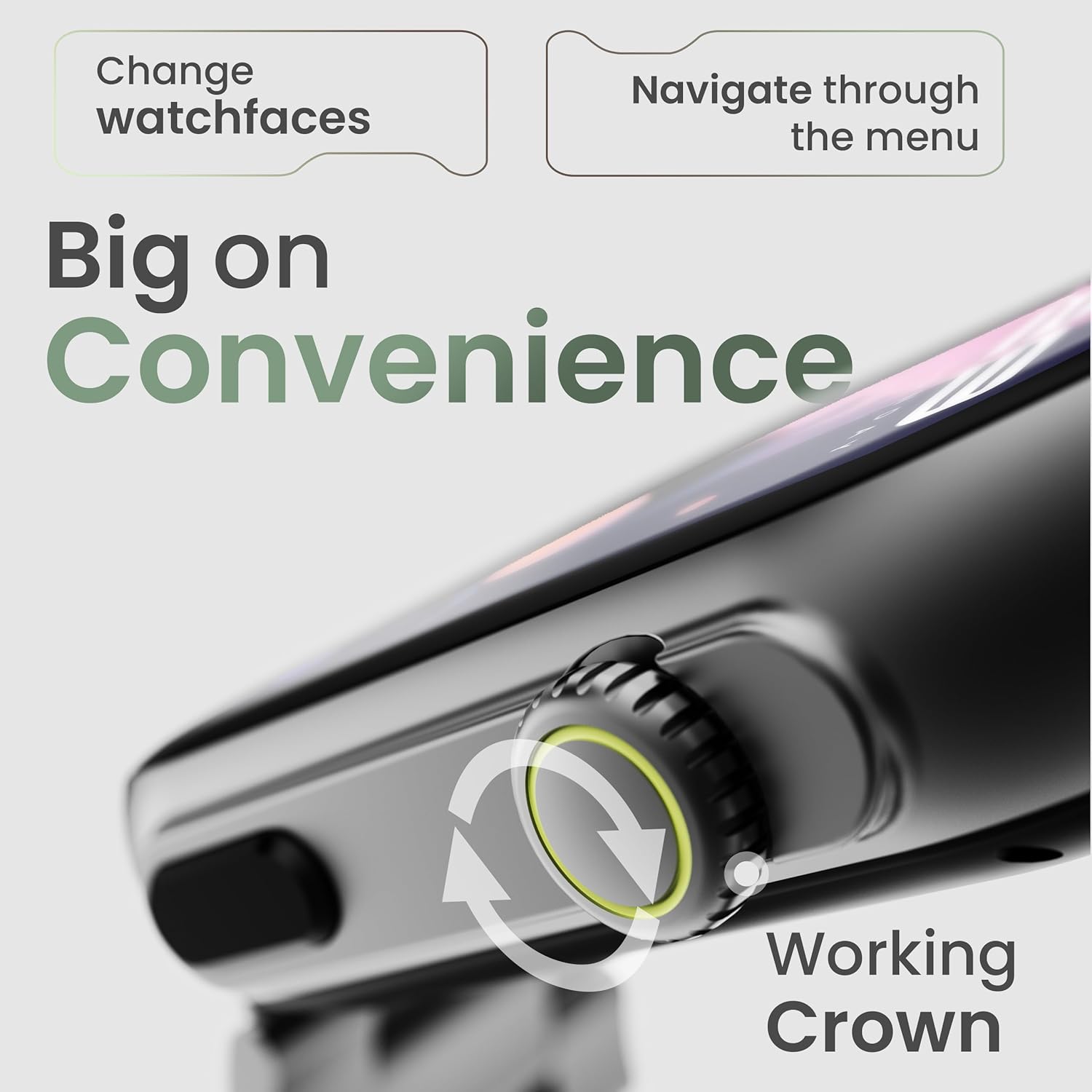 GOBOULT CrownX Smart Watch 2.0''HD Screen, Bluetooth Calling, Working Crown, Metallic Frame, 1000 Nits