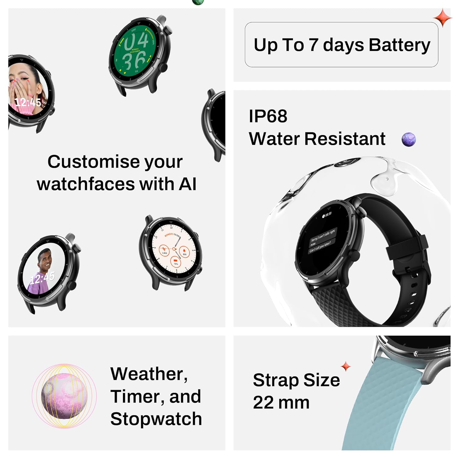 Fitshot 1.32" Round CosmicDisplay 360 * 360 High Resolution with BT Calling Smartwatch