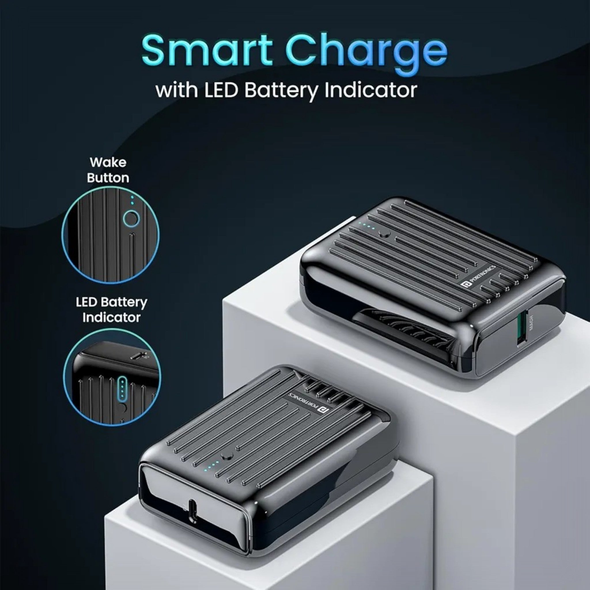 Portronics Zapcell 10k 10000mAh 22.5W Pocket Size Nano Powerbank