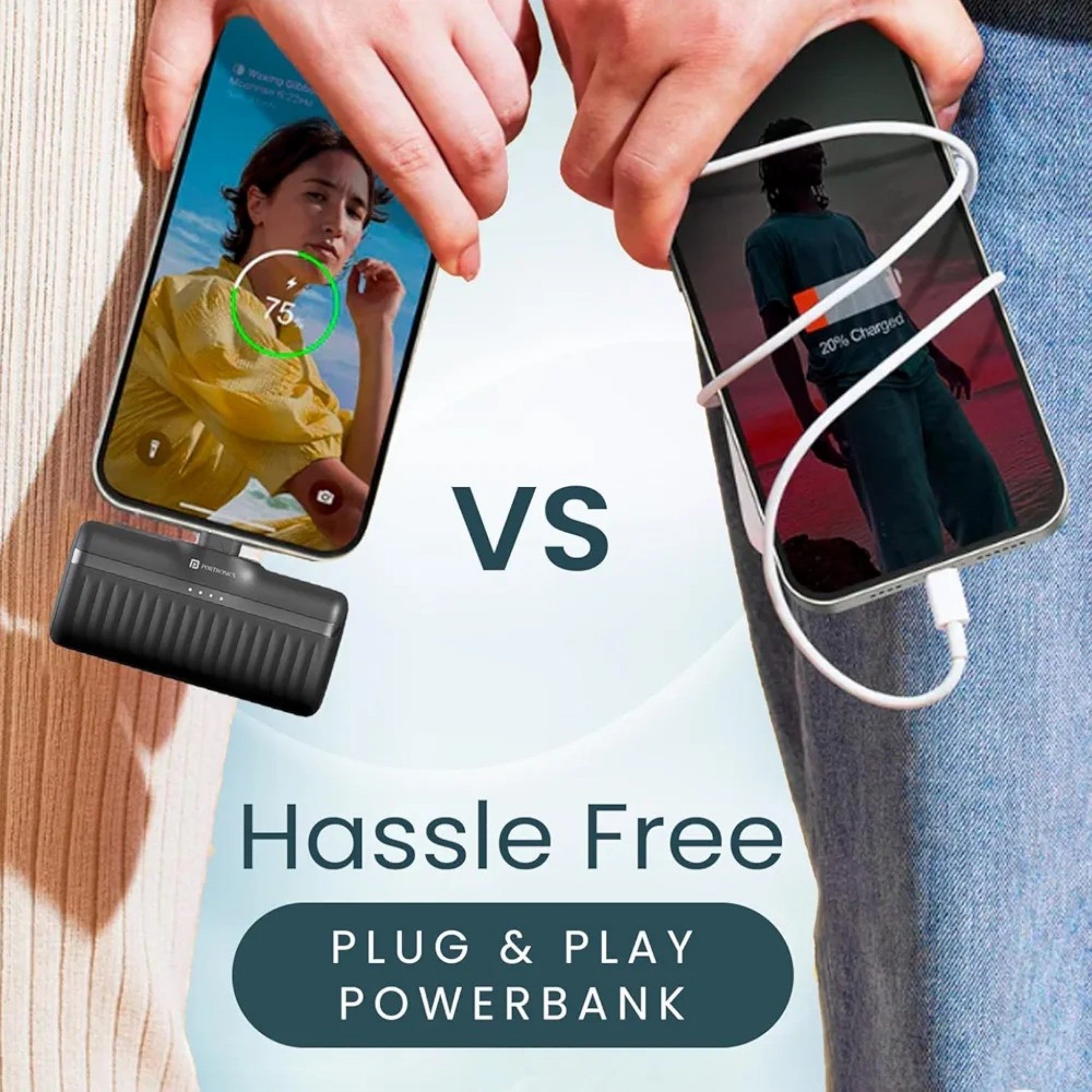 Portronics Power Pebble 5000mAh 20W Fast Charging Nano Powerbank.