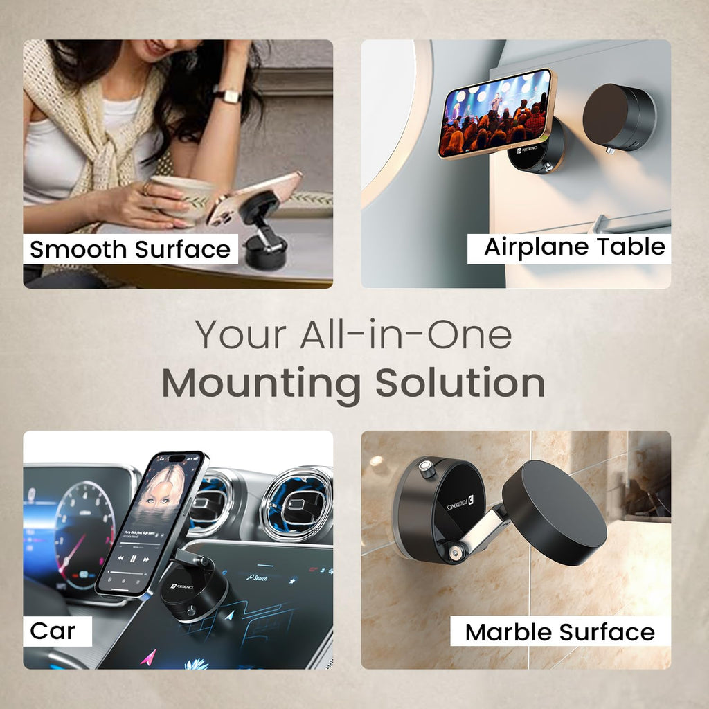 Portronics Hold X Magnetic Vacuum Suction Mobile Holder,