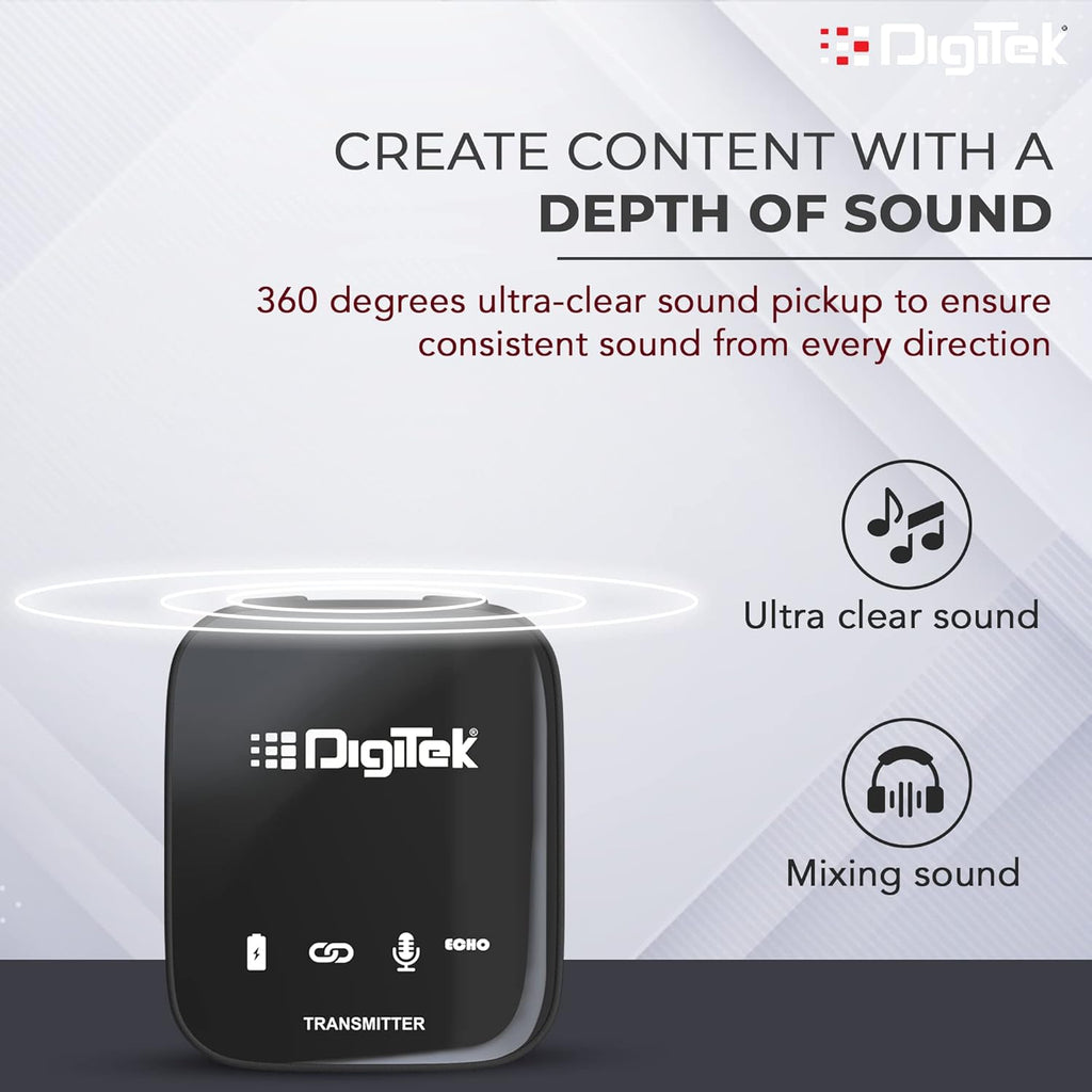 2-in 1 Digitek DWM 101 Pro Wireless Microphone System with ANC Noise Reduction