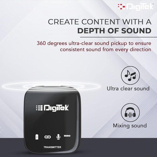 2-in 1 Digitek DWM 101 Pro Wireless Microphone System with ANC Noise Reduction