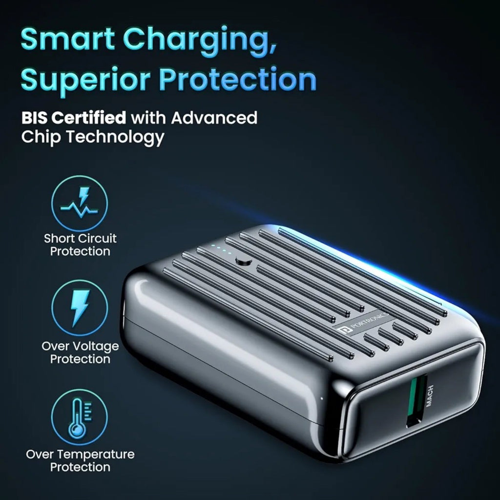 Portronics Zapcell 10k 10000mAh 22.5W Pocket Size Nano Powerbank