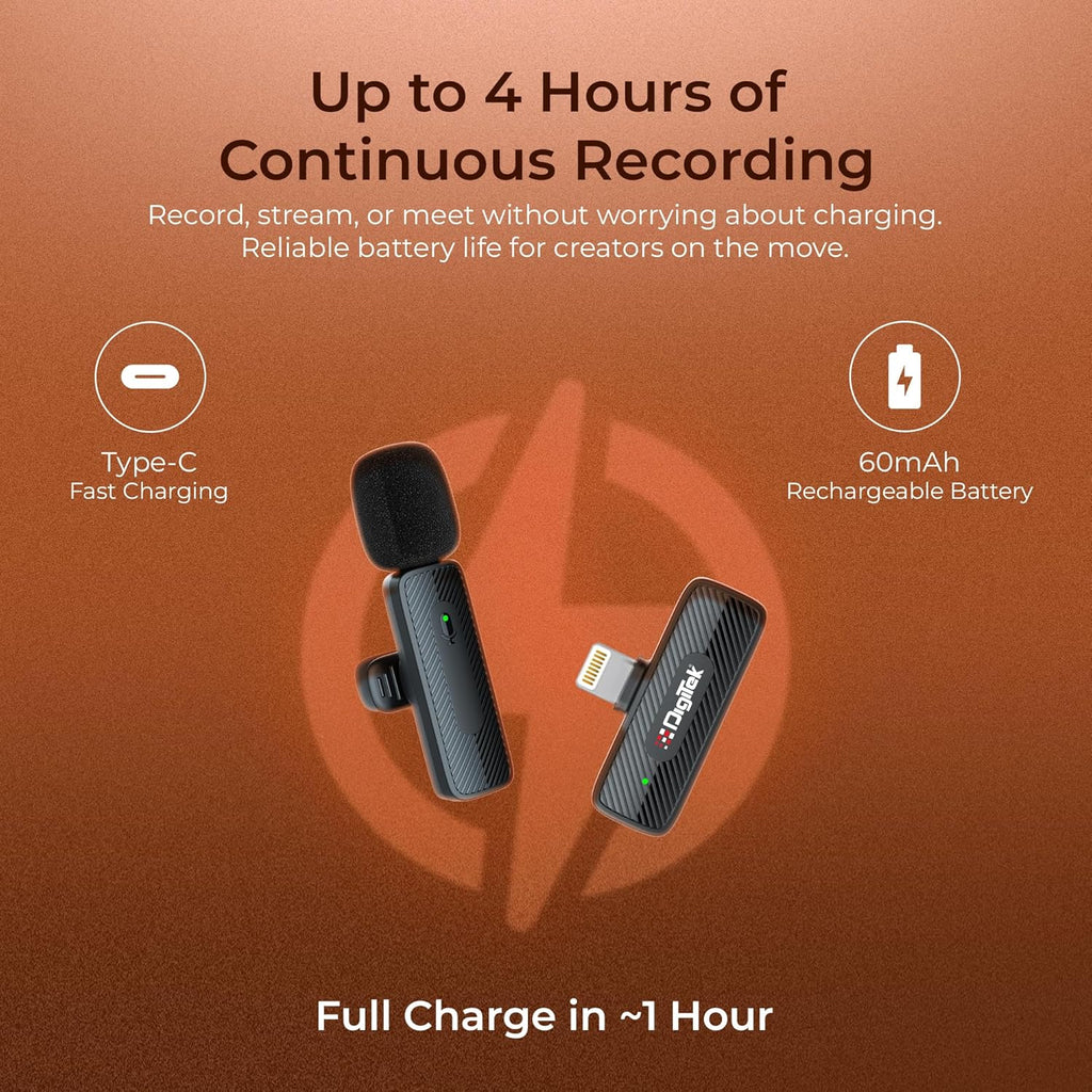 Digitek (DWM-007 PRO Wireless Microphone 2402-2480 MHz & Receiver with Lightning Connector