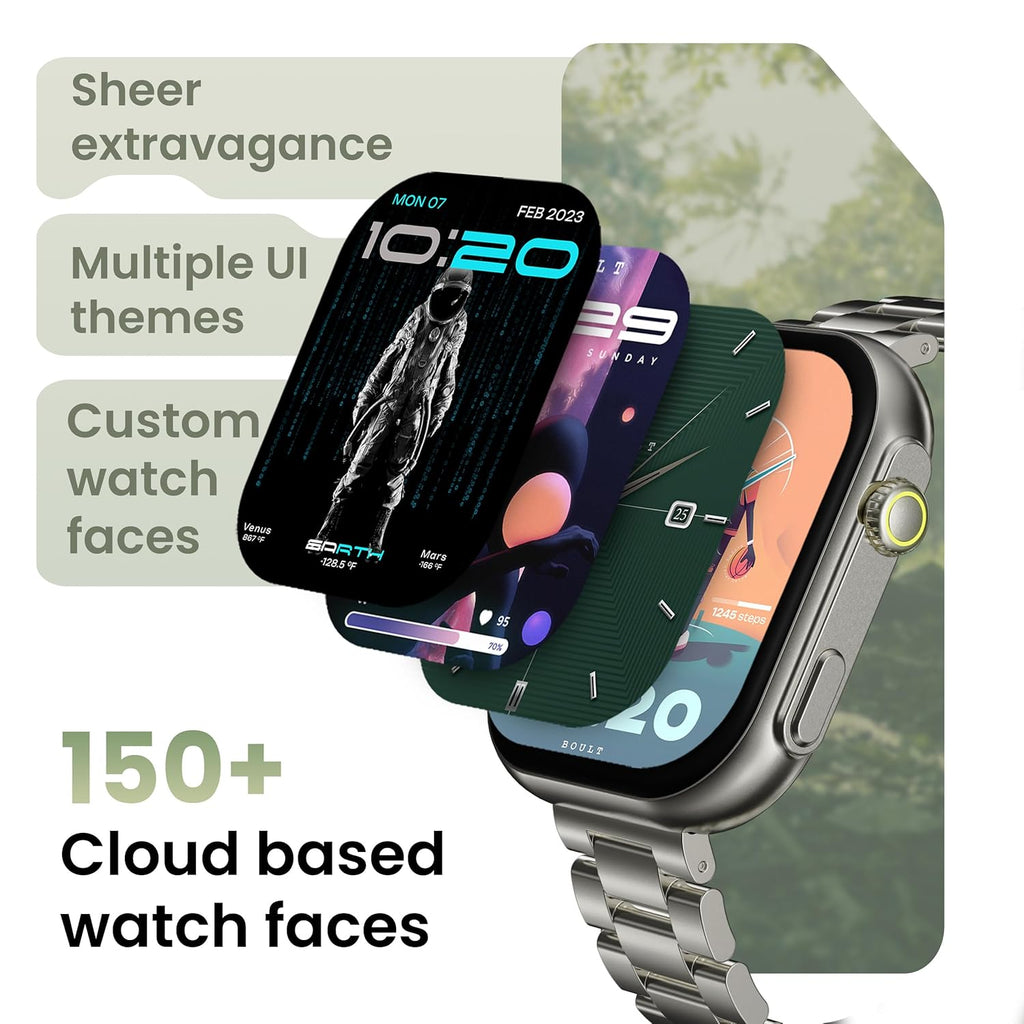 GOBOULT CrownX Smart Watch 2.0''HD Screen, Bluetooth Calling, Working Crown, Metallic Frame, 1000 Nits