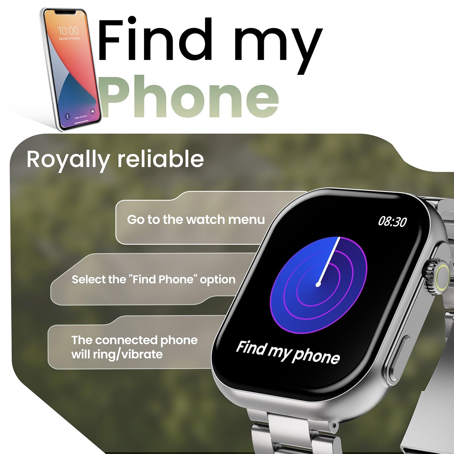 GOBOULT CrownX Smart Watch 2.0''HD Screen, Bluetooth Calling, Working Crown, Metallic Frame, 1000 Nits