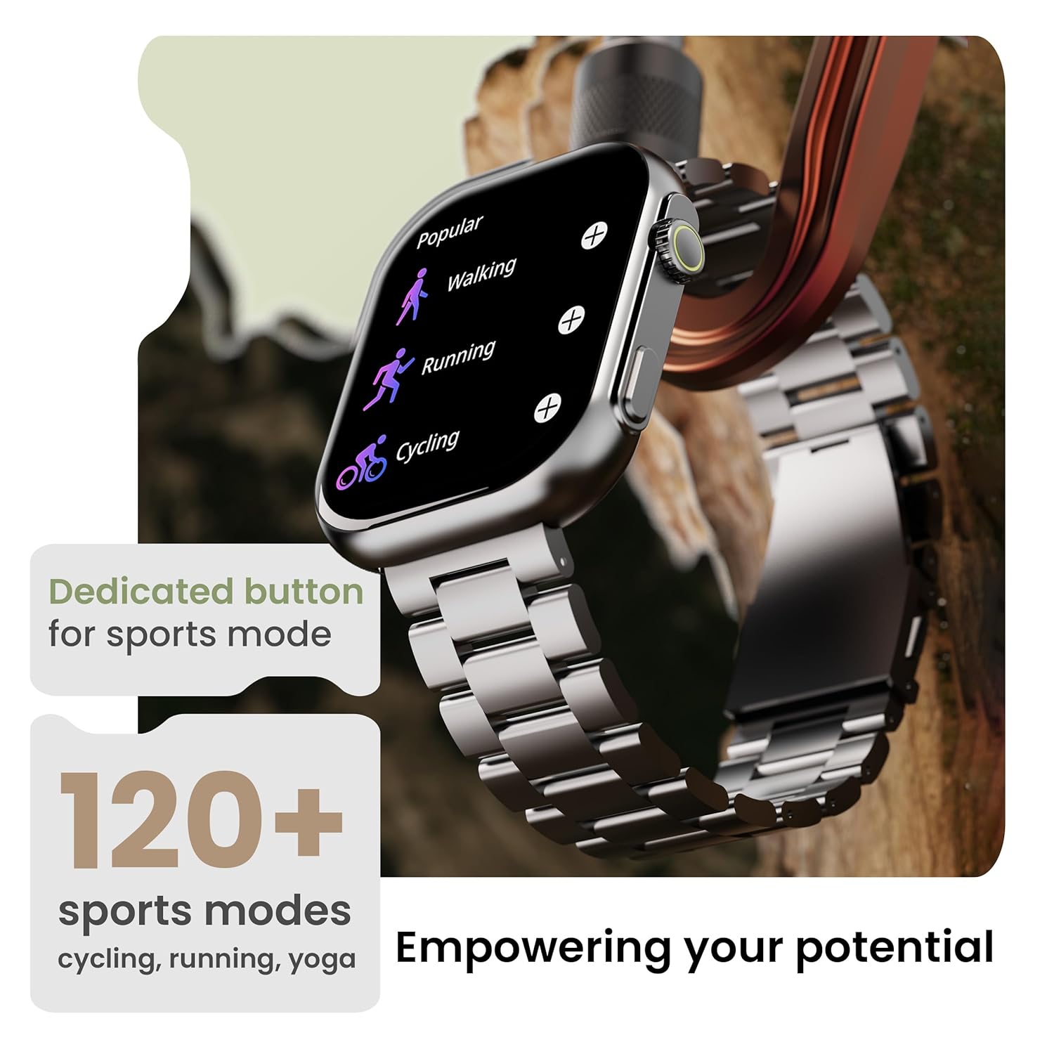 GOBOULT CrownX Smart Watch 2.0''HD Screen, Bluetooth Calling, Working Crown, Metallic Frame, 1000 Nits