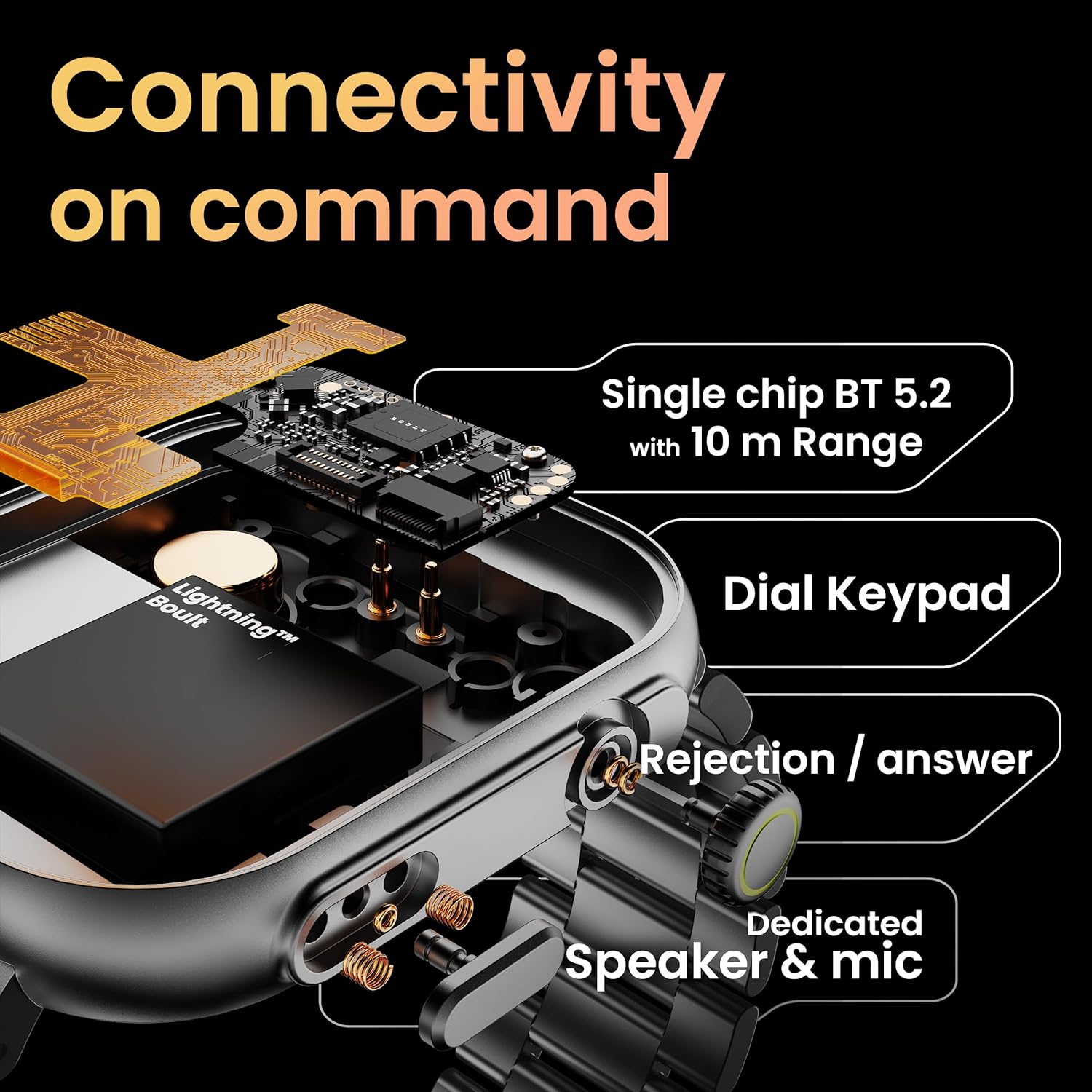 GOBOULT CrownX Smart Watch 2.0''HD Screen, Bluetooth Calling, Working Crown, Metallic Frame, 1000 Nits